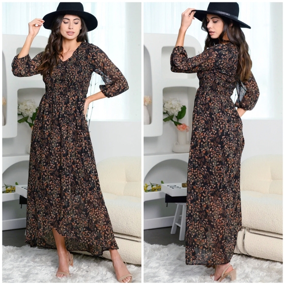 JDY - Jdybowie Life L/S Dress - 4903898 Black Ditzy Flower
